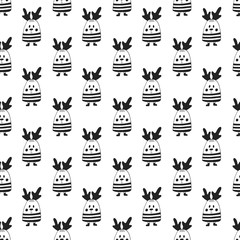 Cute hand drawn nursery seamless pattern with deer in scandinavian style. Monochrome vector illustration