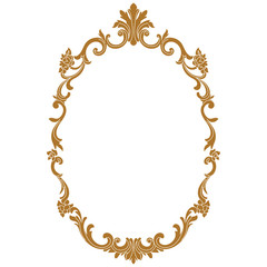 Golden vintage oval graphical frame in antique style. Vector.