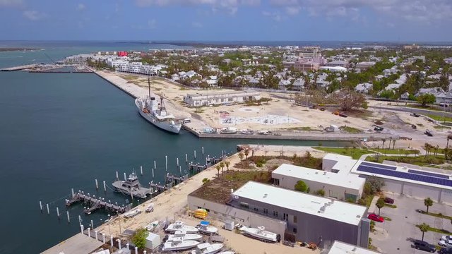 US Coast Guard Base Fort Zachary Taylor State Park aerial drone footage 4k