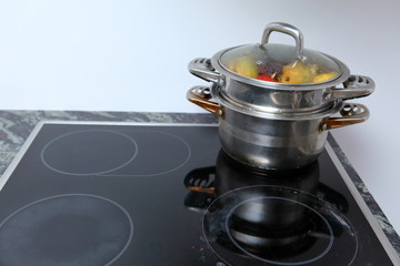 An apple and a pear.