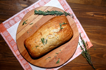 Traditional Italian ciabatta bread with herbs.
