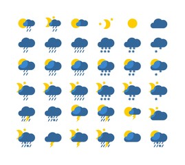 Vector weather icon set flat style
