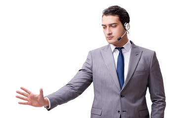 Call center employee isolated on white background