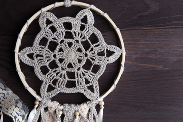 Beige crochet doily dream catcher