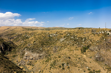 view of the beautiful gorge in the fortress area of Amberd in Armenia