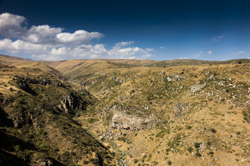 view of the beautiful gorge in the fortress area of Amberd in Armenia