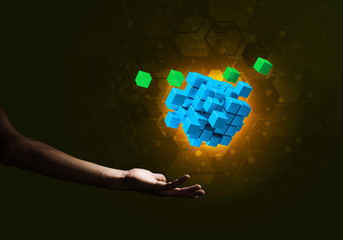 Idea of new technologies and integration presented by cube figure