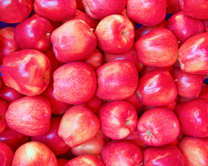 crunchy red apples closeup, natural background