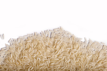 Texture of  basmati rice isolated on white background.