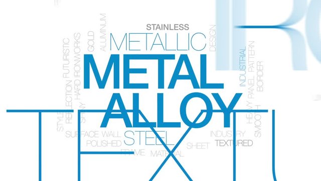 Metal alloy animated word cloud, text design animation. Kinetic typography.
