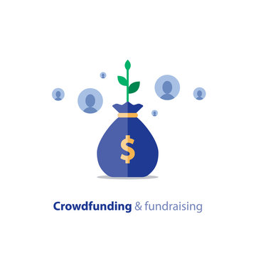 Fundraising Campaign, Crowdfunding Concept, Charity Donation, Vector Illustration