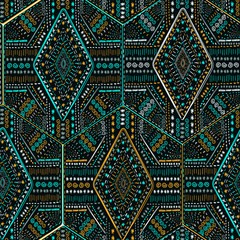 Ethnic tribal ornament pattern dark turquoise