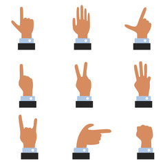 hand gesture flat icon set