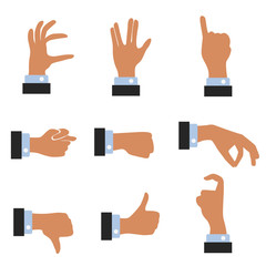 hand gesture flat icon set