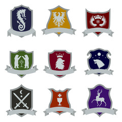 coat of arms flat icon set