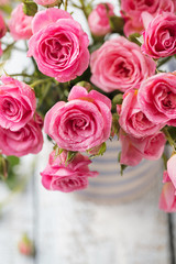 Rose flowers in vase. Beautiful romantic bouquet