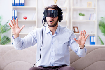 Student gamer playing games at home