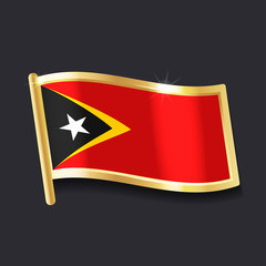 flag of East Timor in the form of badge, flat image