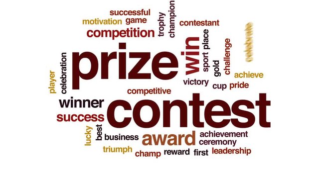 Prize contest animated word cloud, text design animation.
