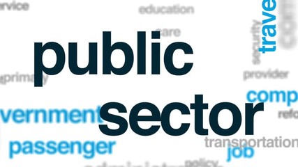 Public sector animated word cloud, text design animation.