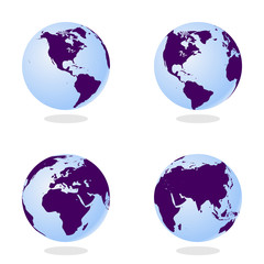 Set of Abstract Globe with World Map. 3D Vector Illustration.