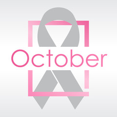 Breast cancer awareness illustration with pink color frame and ribbon. Illustration for breast cancer awareness month in october.