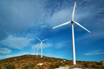 wind farm in the mountains in Croatia.