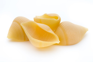 Italian lumaconi isolated on white background.