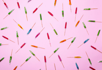 colorful wooden cocktail umbrellas