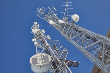 Transmitter towers, blue sky