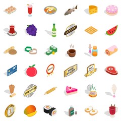 Food icons set, isometric style