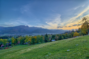 Fototapeta na wymiar Tatra Mountains - Panorama with view on Giewont