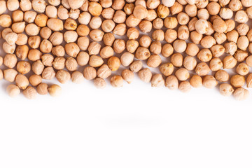 Texture of  chickpeas isolated on white background.