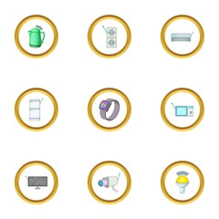 Smart electronic devices icons set, cartoon style