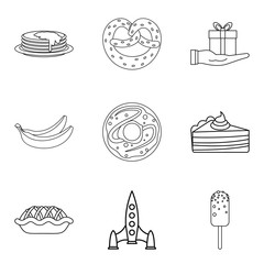 Make a cake icons set, outline style
