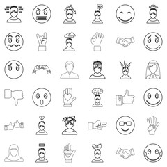 Person icons set, outline style