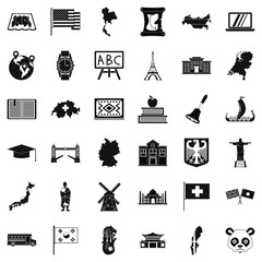 Topography icons set, simple style