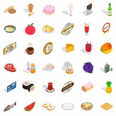 Sushi icons set, isometric style