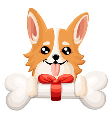 Vector illustration of cute dog Welsh Corgi. Nice puppy for greeting card, pet shop or veterinary clinics. Dog Welsh Corgi standing Web site page and mobile app design element.