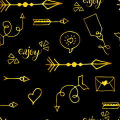 Tribal vintage black arrows on white background. Seamless vector graphic colorful pattern. native american style. 