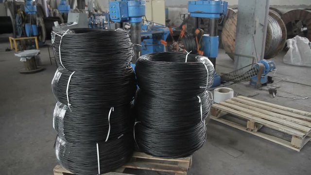 Winding of the electrical cable to the bobbin in the production