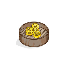 chinese food CUSTARD ROLL CAKE object hand drawing