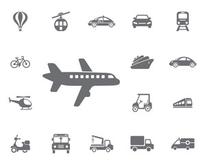 Plane icon. Simple Set of Transport Vector Line Icons. Simple Set of Transport Vector Line Icons.