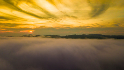 Mountains and fog in thailand