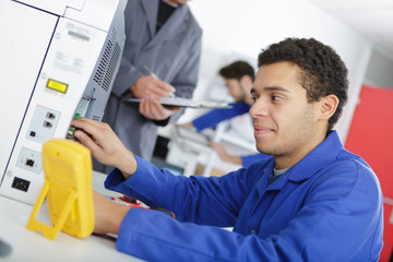 professional male engineer working with a voltage