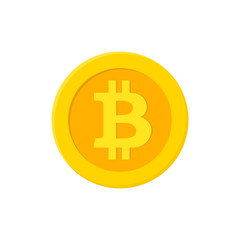 Gold bitcoin sign. Vecotor. Isolated.