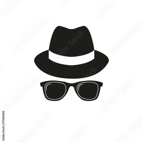 "Hat and sunglasses. Vector illustration. Isolated." Stock image and