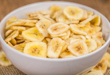 Dried Banana Chips, selective focus