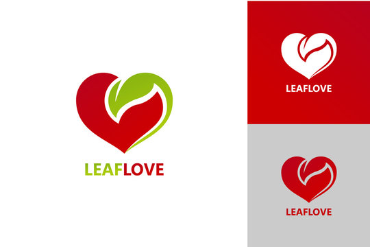 Heart Leaf Logo Template Design