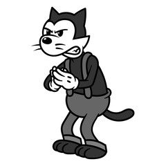 Fototapeta na wymiar Mischievous Classic Cartoon Cat Character
